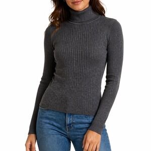 Jones New York Ribbed Turtleneck Sweater Women XL‎ Gray Sporty Preppy Cotton